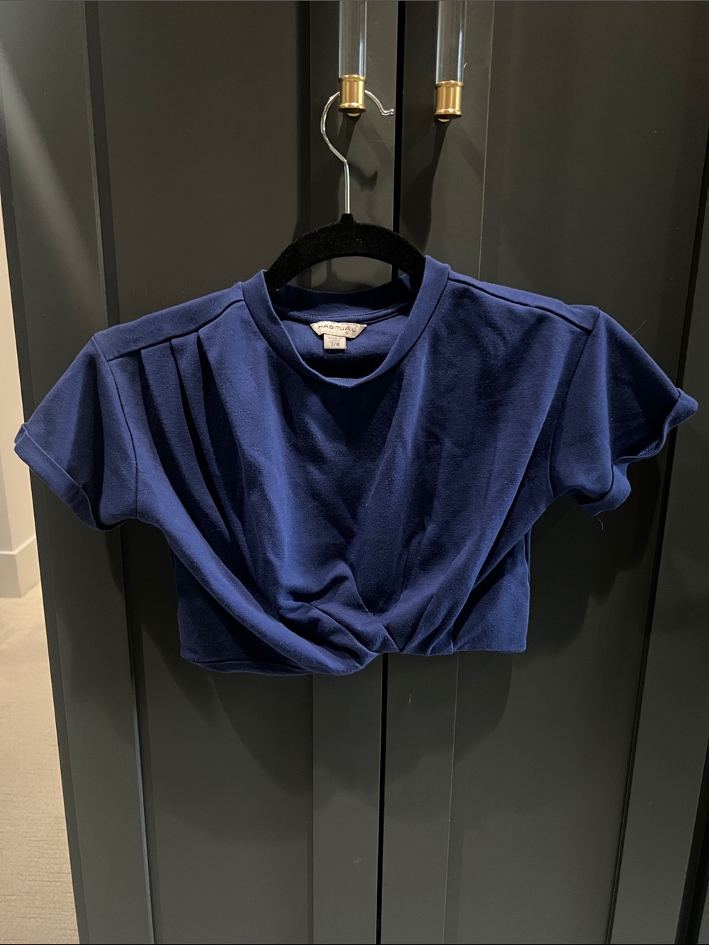 Habitual Navy Blue Girls Knot-Front Crop Top